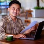 man, freelance, technology, work, job, businessman, business, laptop, professional, finance, portrait, male, boy, smiling, telework, cafe, expression, job, telework, telework, telework, telework, telework